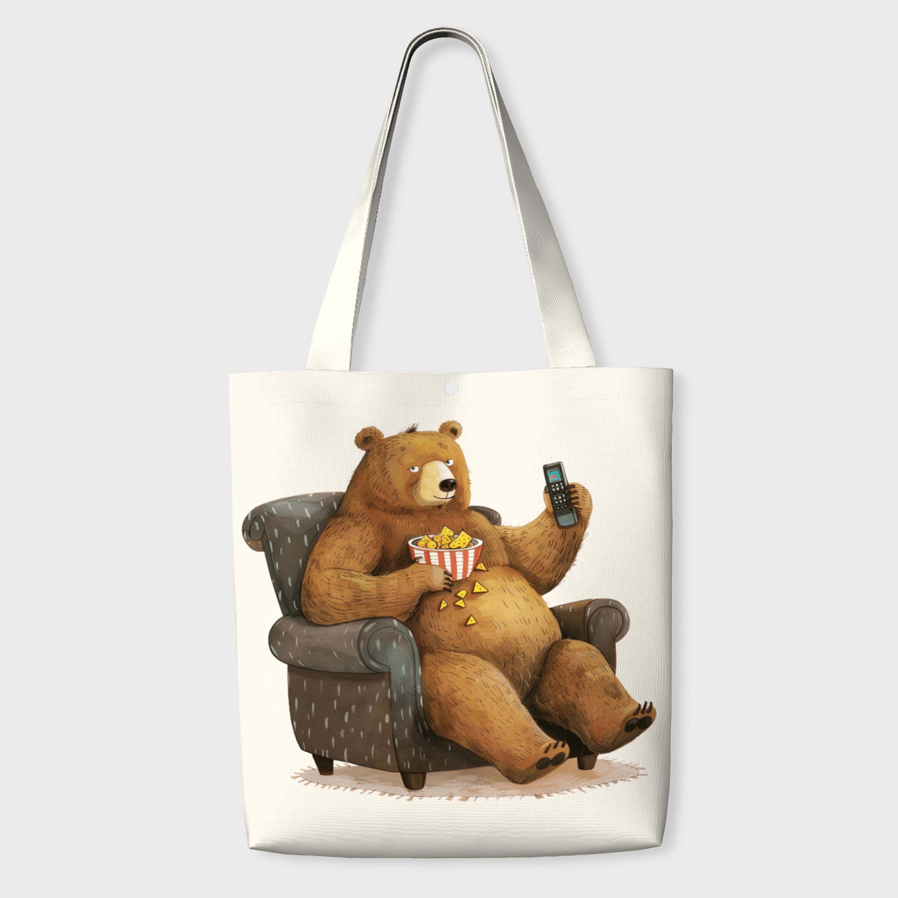 Funny Lazy Brown Bear Tote Bag for Animal Lovers Daily Use