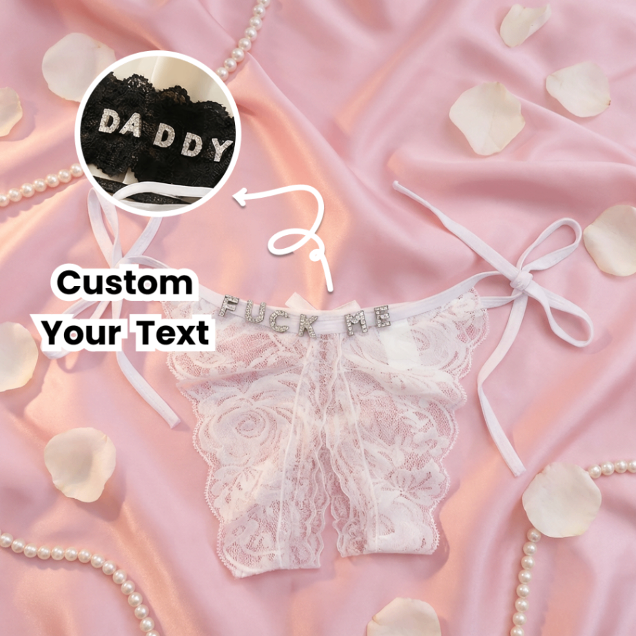 Personalized Crystal Letter Lace Thong