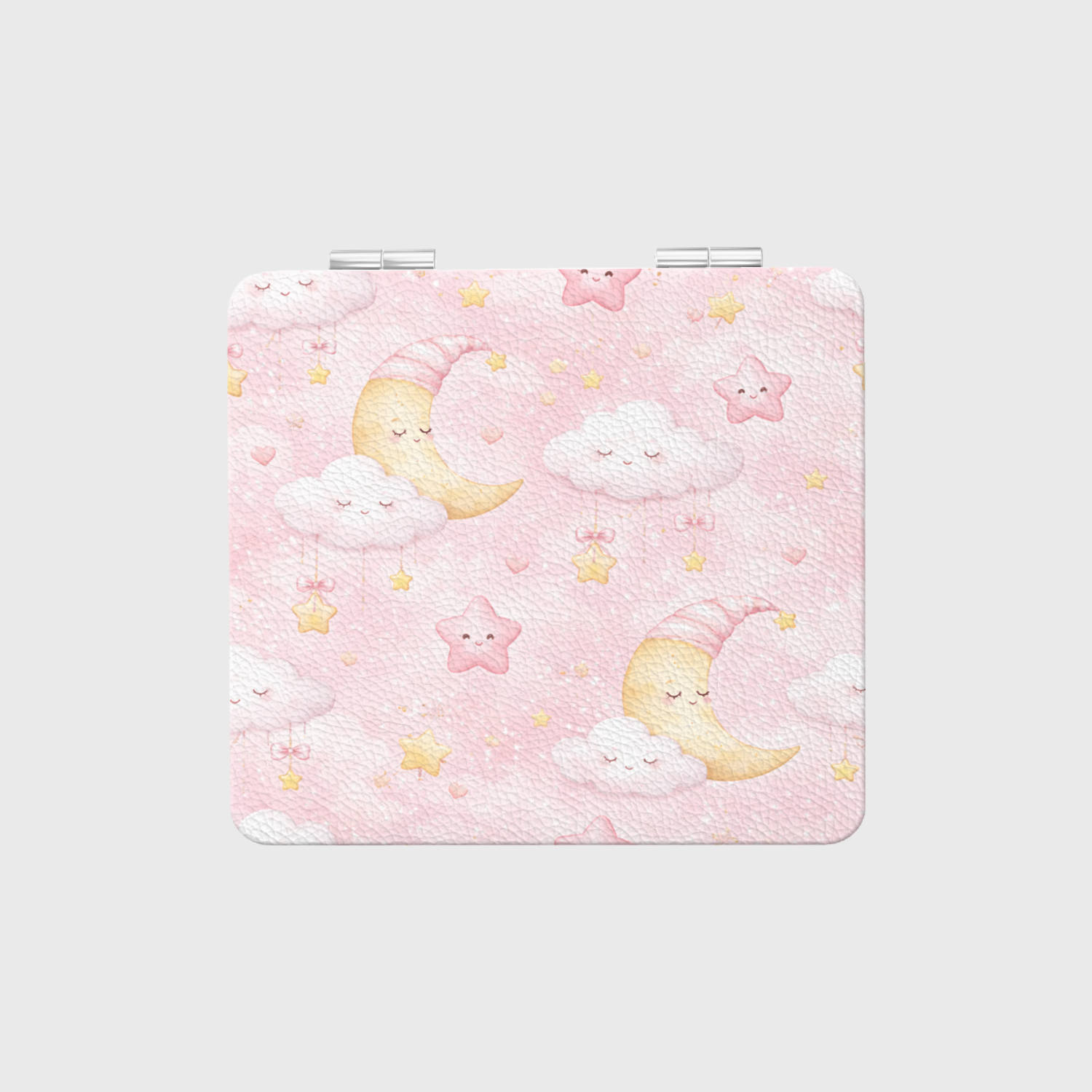 Cute Pink Square Pocket Makeup Mirror for Birthday Bridesmaid Gifts