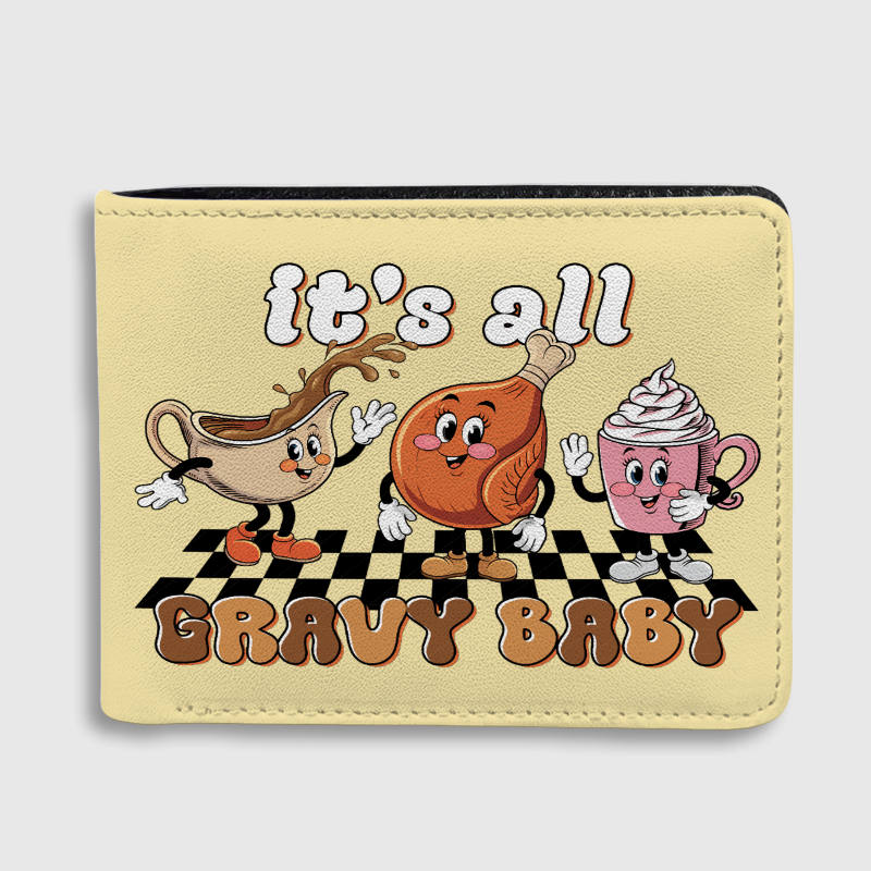 Retro Thanksgiving Cartoon Wallet for Food Lover Holiday Gift