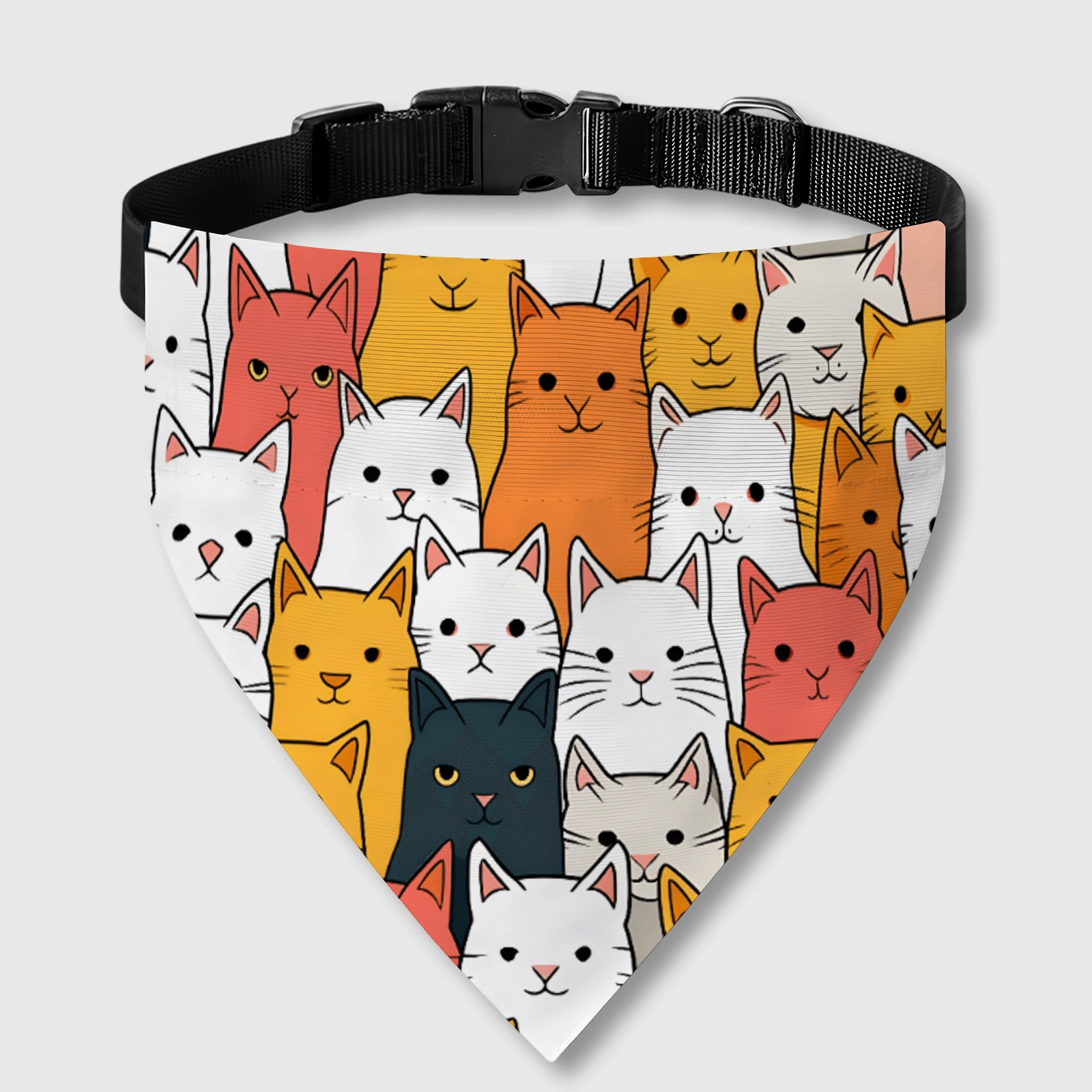 Cute Cat Crowd Print Pet Bandana Collar for Dogs Cats Gifts
