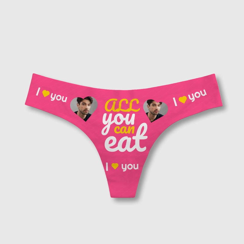 Custom Photo Funny Quote Women's Seamless Thong for Anniversary Gift