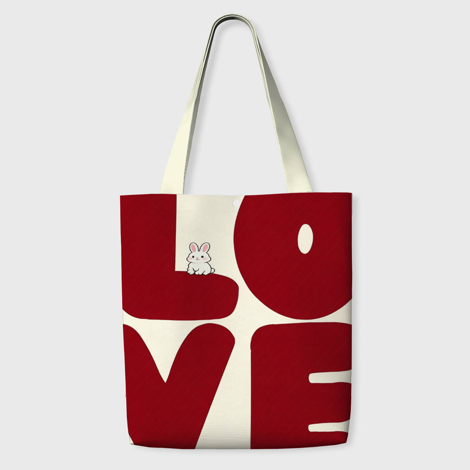 Cute Bunny LOVE Canvas Tote Bag for Women Valentine's Birthday Anniversary Gifts