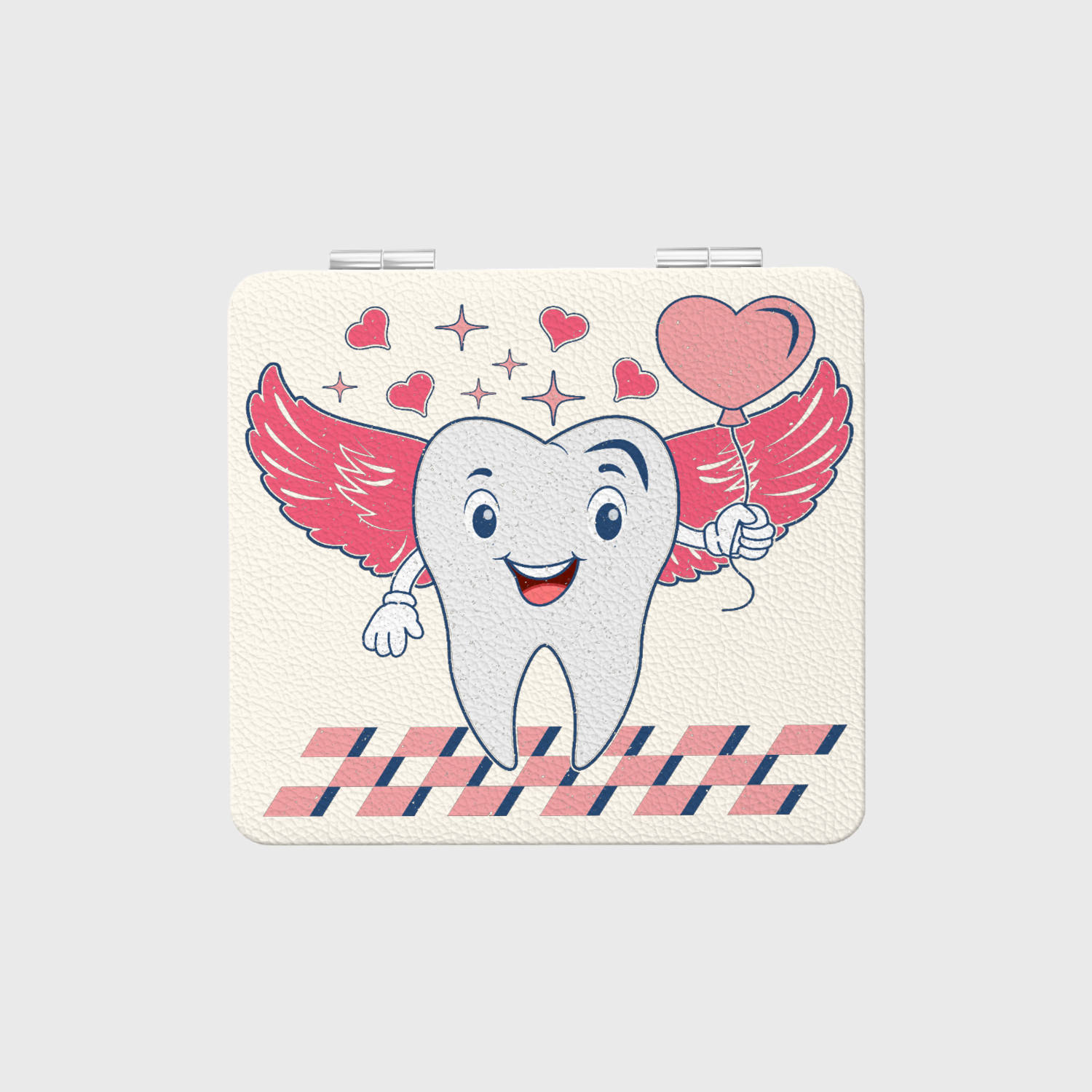 Cute Cartoon Tooth Square Pocket Mirror for Dentist Valentine Gift
