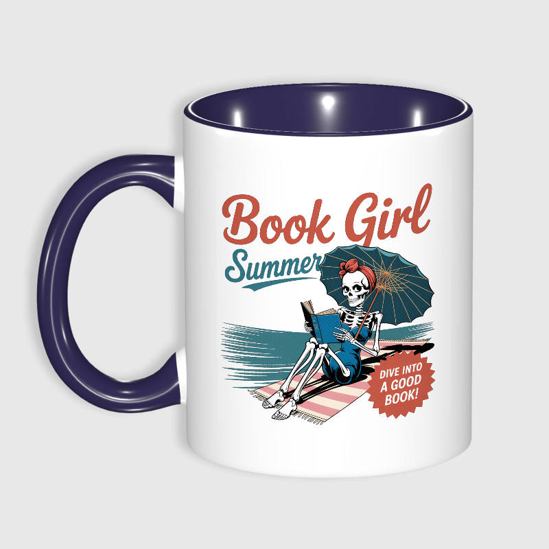 Book Girl Summer Skeleton Mug for Book Lovers Gift