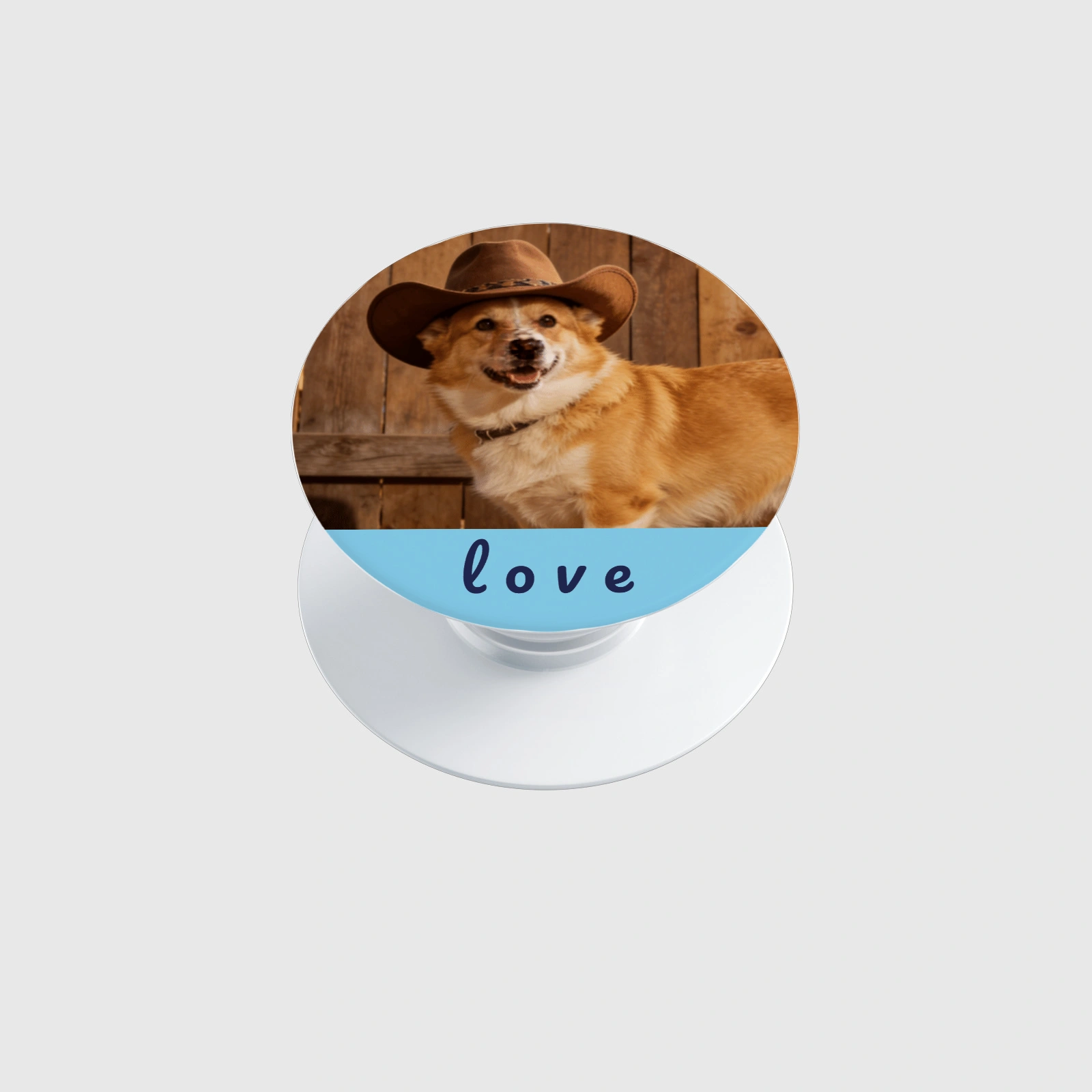 Custom Cowboy Corgi Photo Phone Grip for Pet Lover Gifts