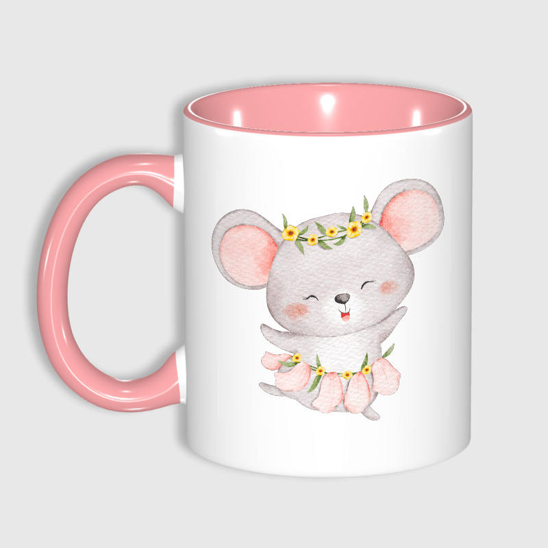 Cute Floral Mouse 11oz Mug for Animal Lovers Birthday Gift