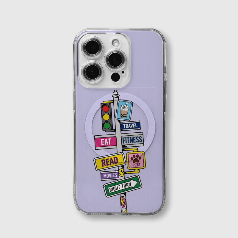 Road Sign Magnetic Clear Phone Case for Pet & Book Lovers