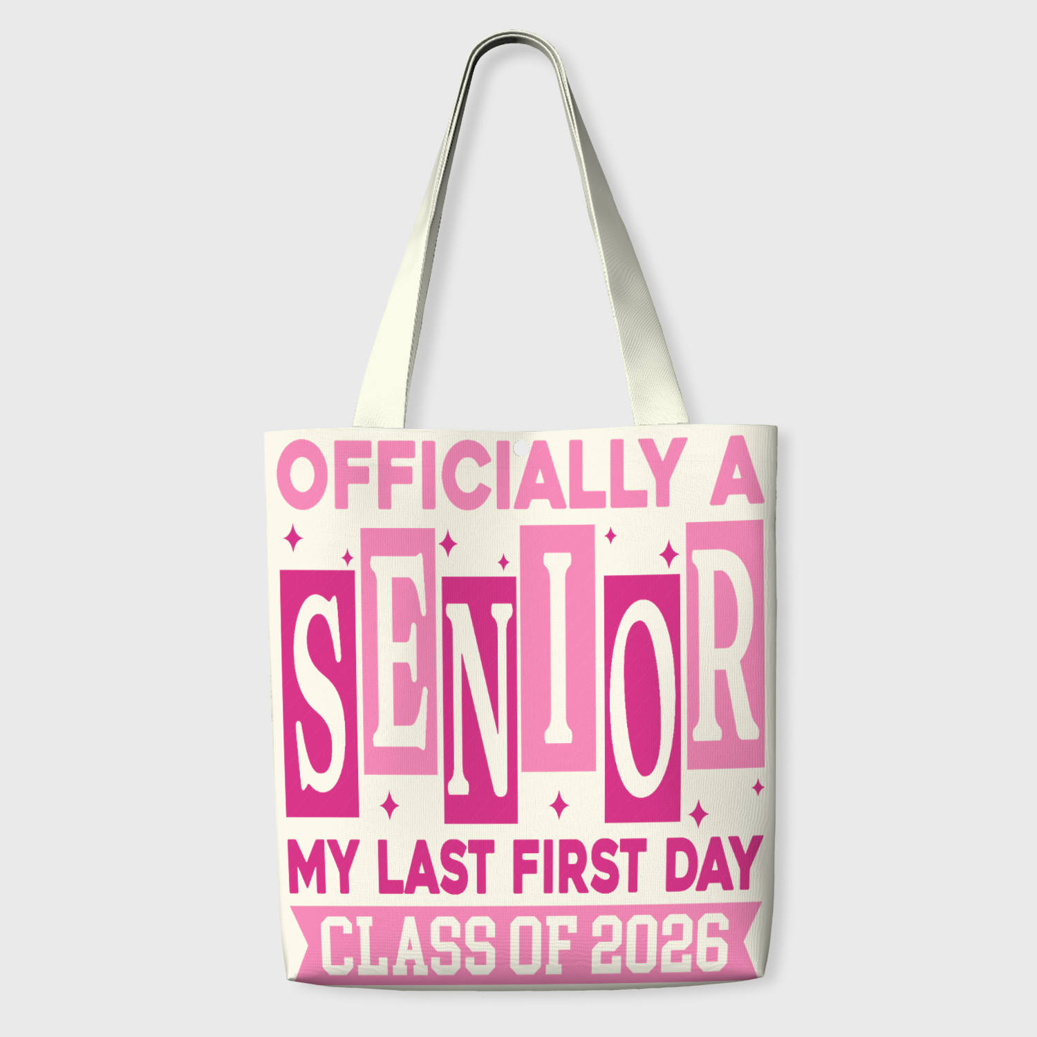Pink Senior 2026 Quote Tote Bag for Class of 2026 Back to School
