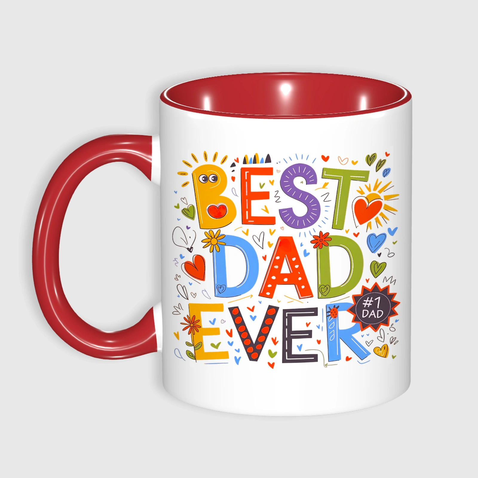 Best Dad Ever Red Accent Coffee Mug for Dad Father's Day Gift