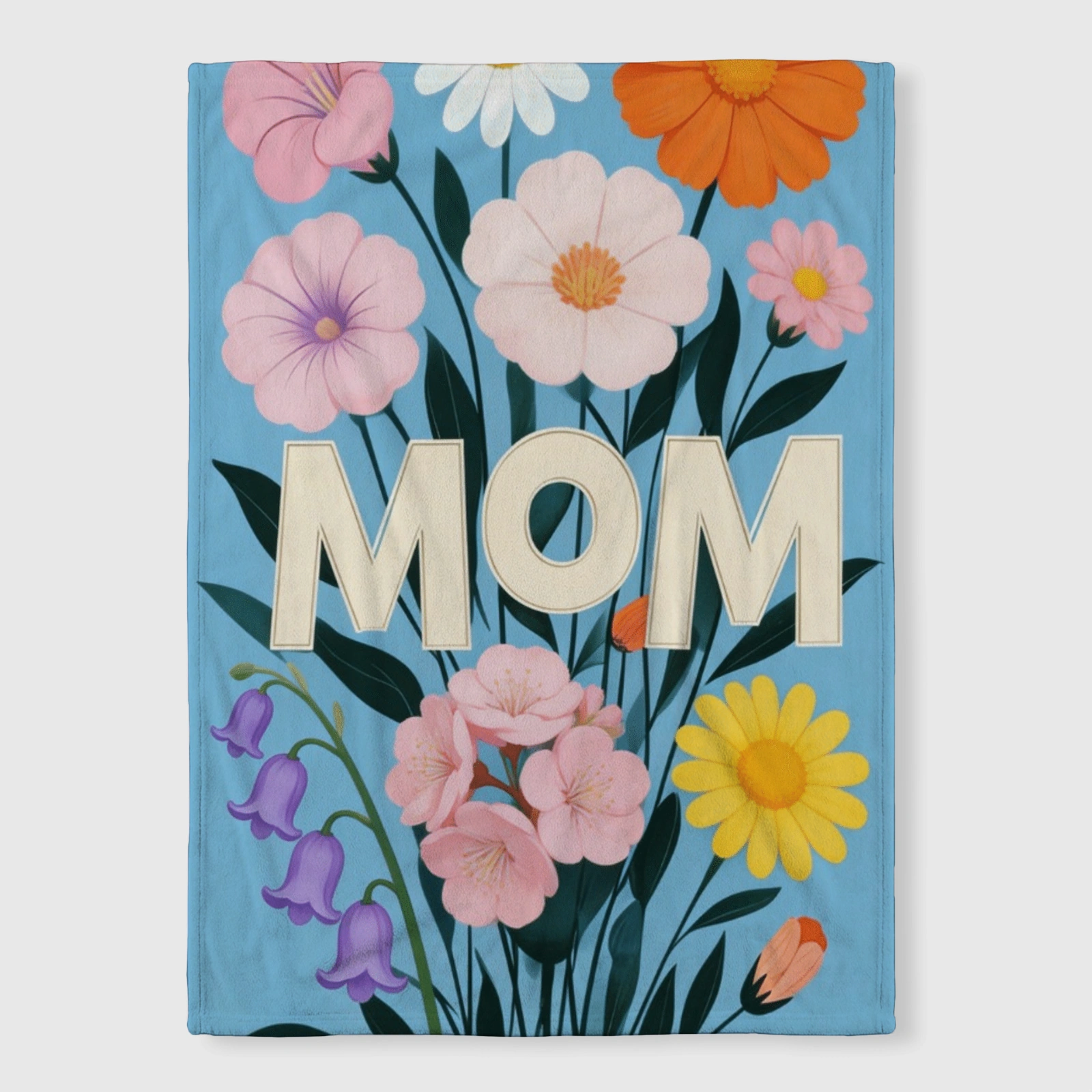 Floral MOM Print Fleece Blanket for Mom's Gift
