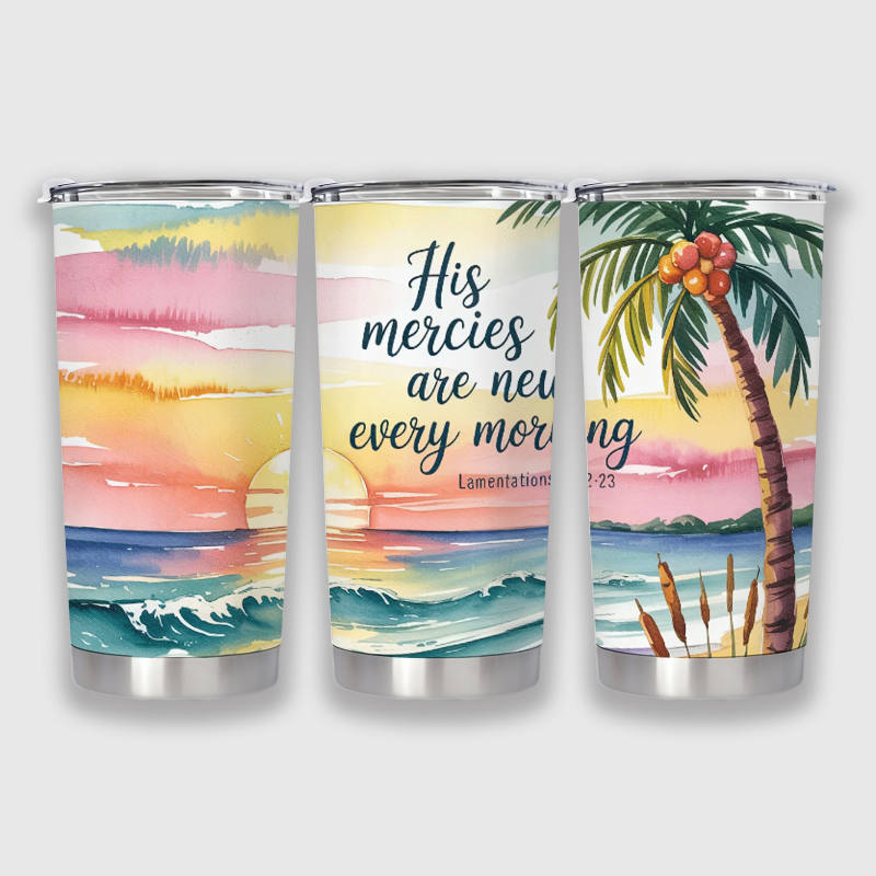 Sunset Beach Scripture Insulated Tumbler for Christian Daily Use