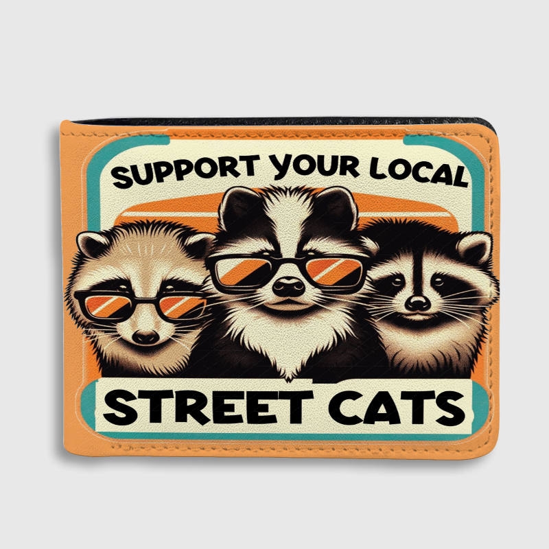 Funny Raccoon 'Street Cats' Bifold Wallet for Animal Lovers Birthday & Holiday Gifting