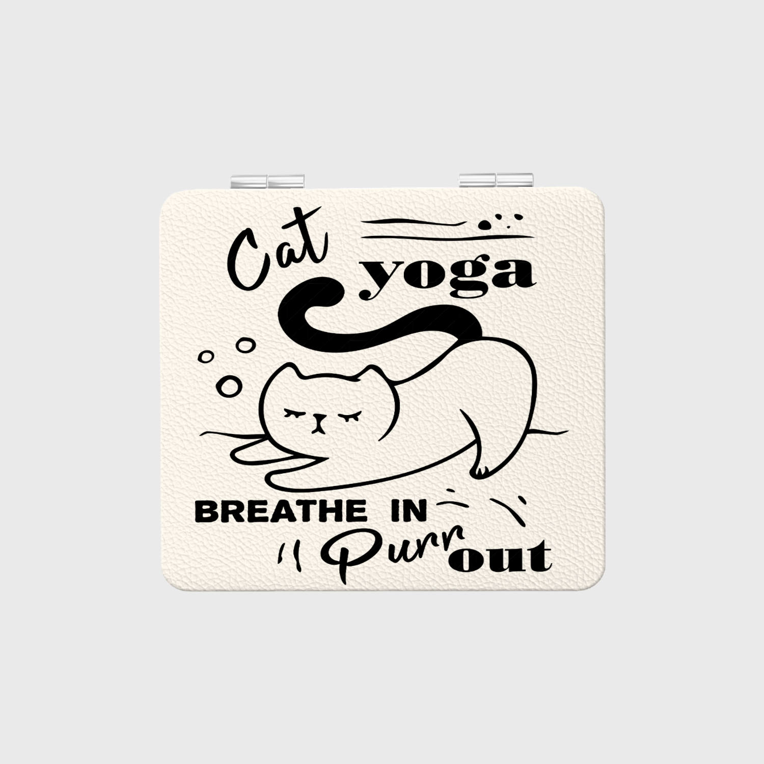 Cat Yoga Square Pocket Makeup Mirror Cute Gift for Cat Lovers Yoga Enthusiasts Birthdays