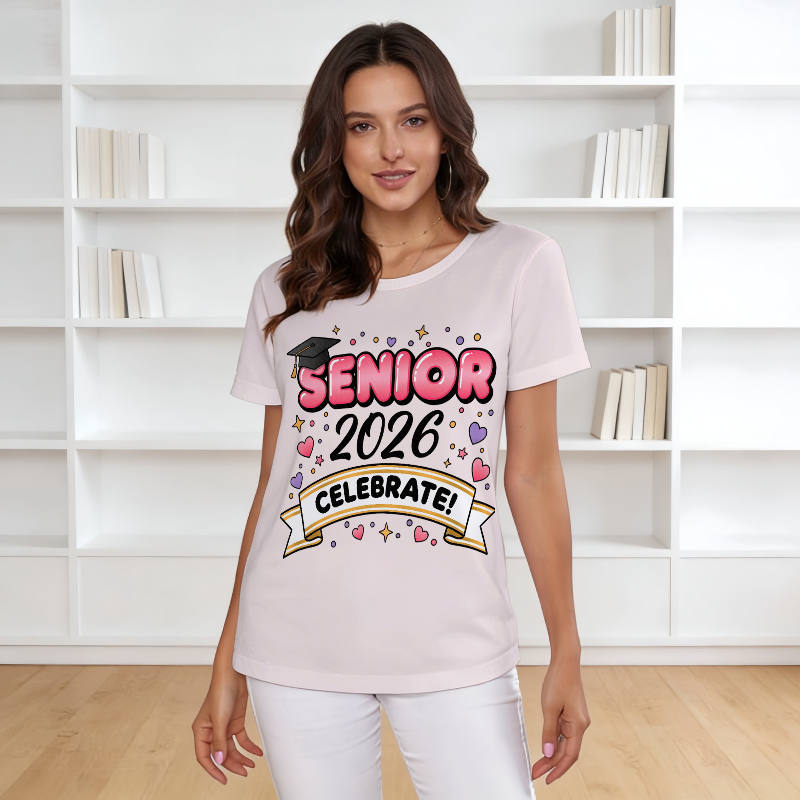 Senior 2026 Print Women's T-Shirt for Graduation Gift