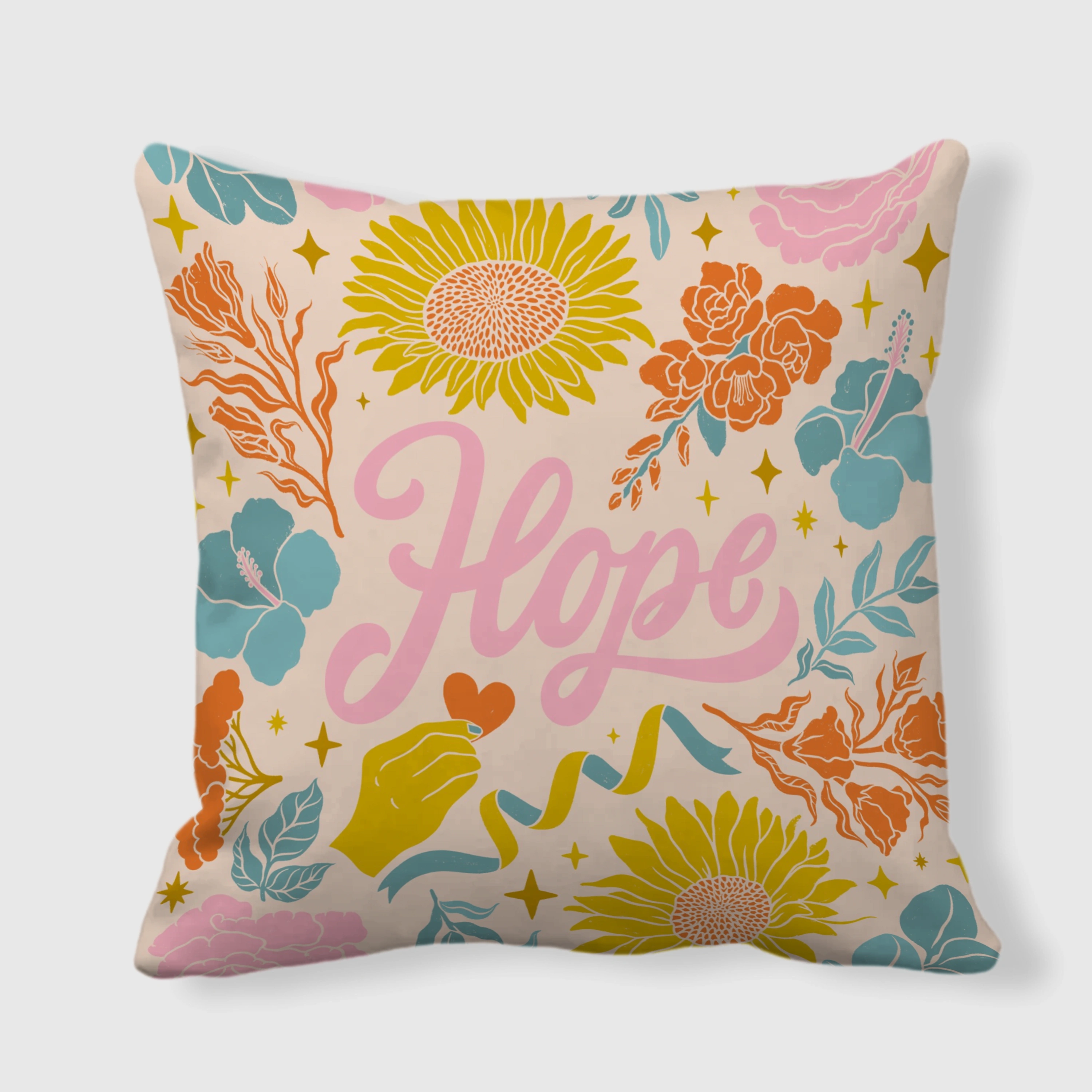 Personalized Hope Floral Double-Sided Satin Pillow