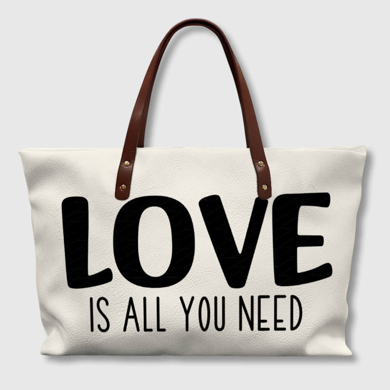 Love Quote PU Leather Tote Bag for Her Valentine's Gift