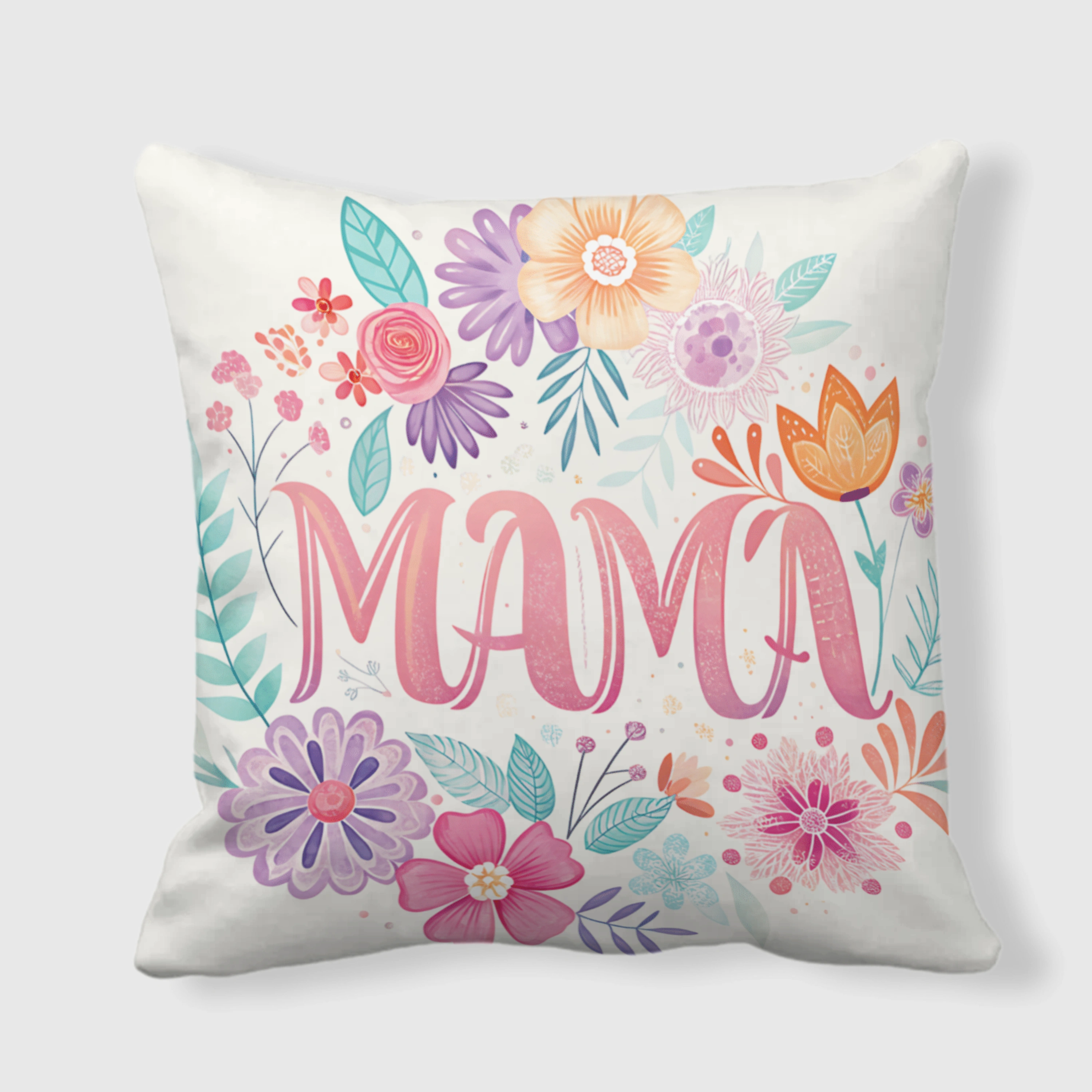 Floral Mama Square Throw Pillow for Mom Mother's Day Gift