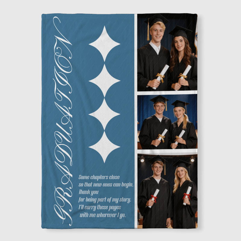 Custom Graduation Photo Fleece Blanket for Graduates Gift