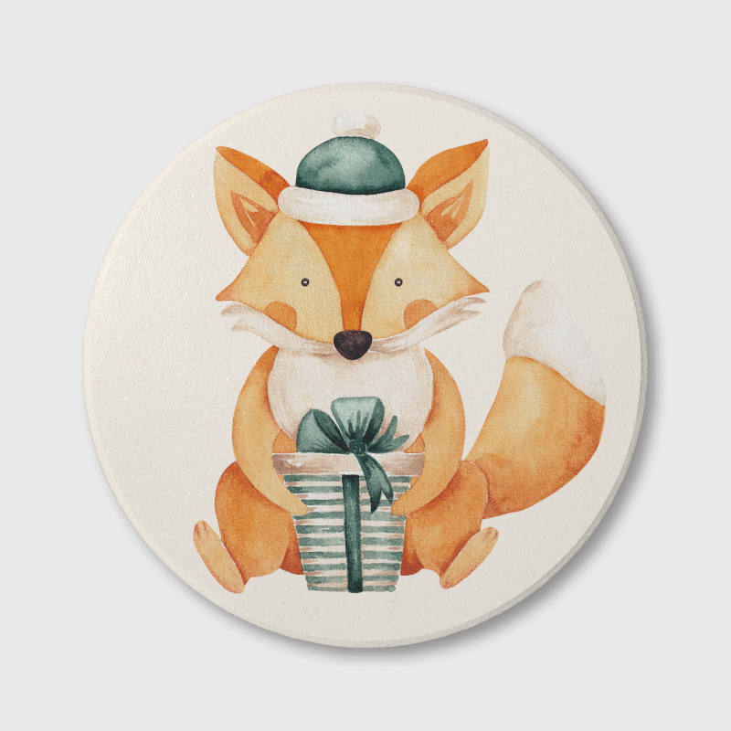 Cute Fox Ceramic Coaster for Fox Lovers Xmas Gift