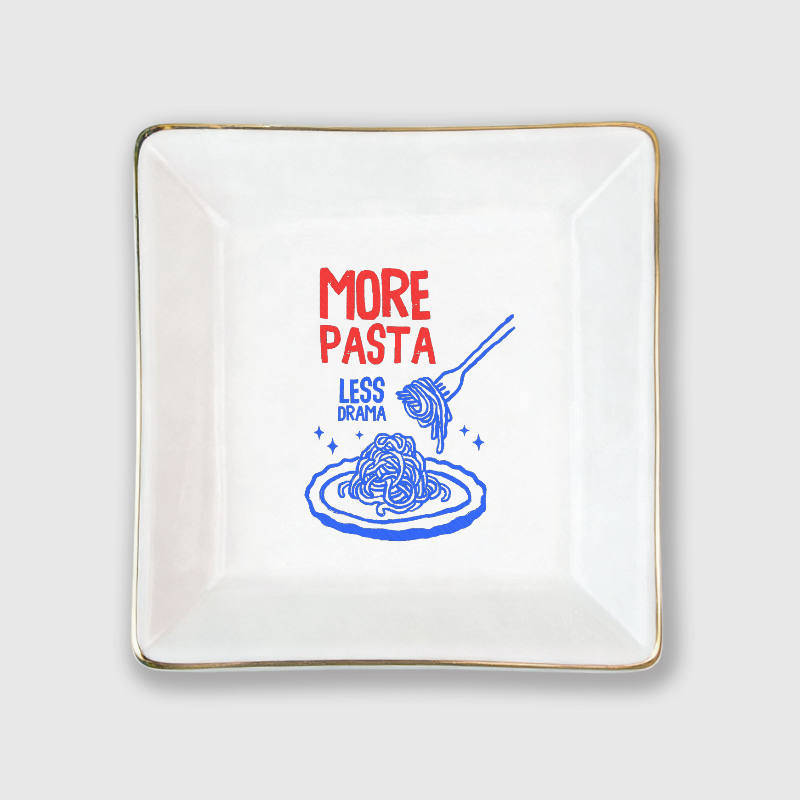 Funny Pasta Quote Ceramic Trinket Tray for Foodie Gift Daily Use