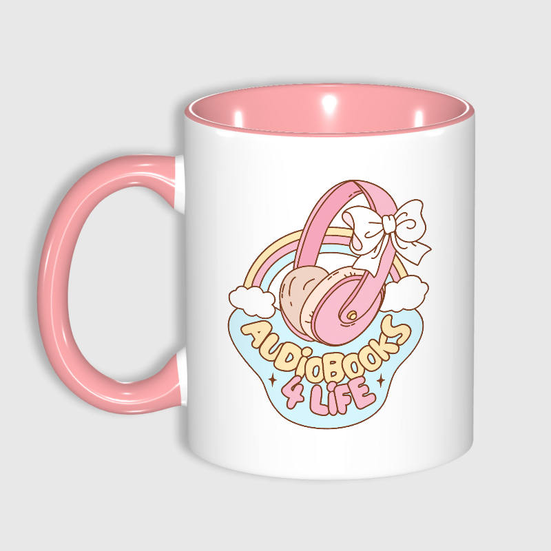Pastel Audiobook 4 Life Mug for Book Lovers Birthday Gift