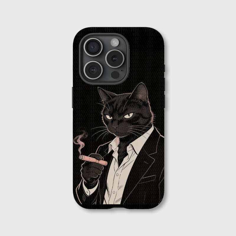Gangster Black Cat Magnetic Phone Case For Cat Lovers Gift
