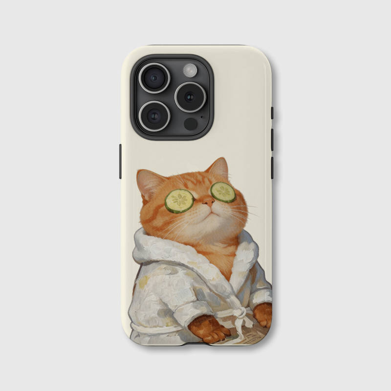 Cute Spa Orange Cat Magnetic iPhone Case for Cat Lovers Birthday Holiday Gifts