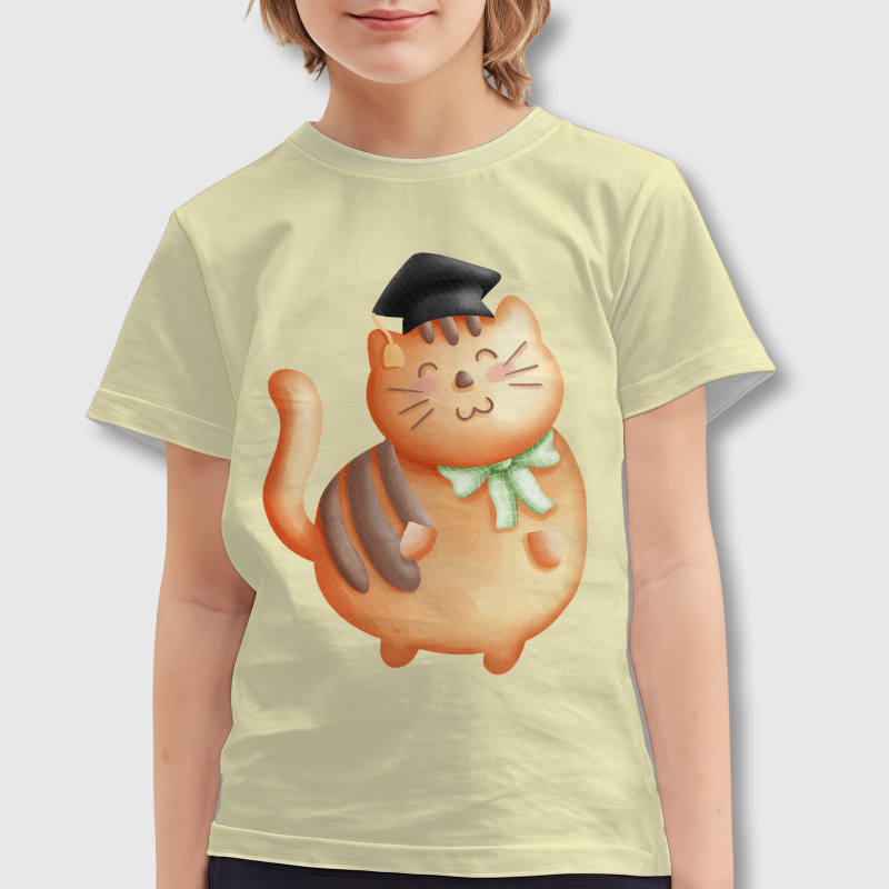 Cute Graduation Cat Kids T-Shirt for Back to School