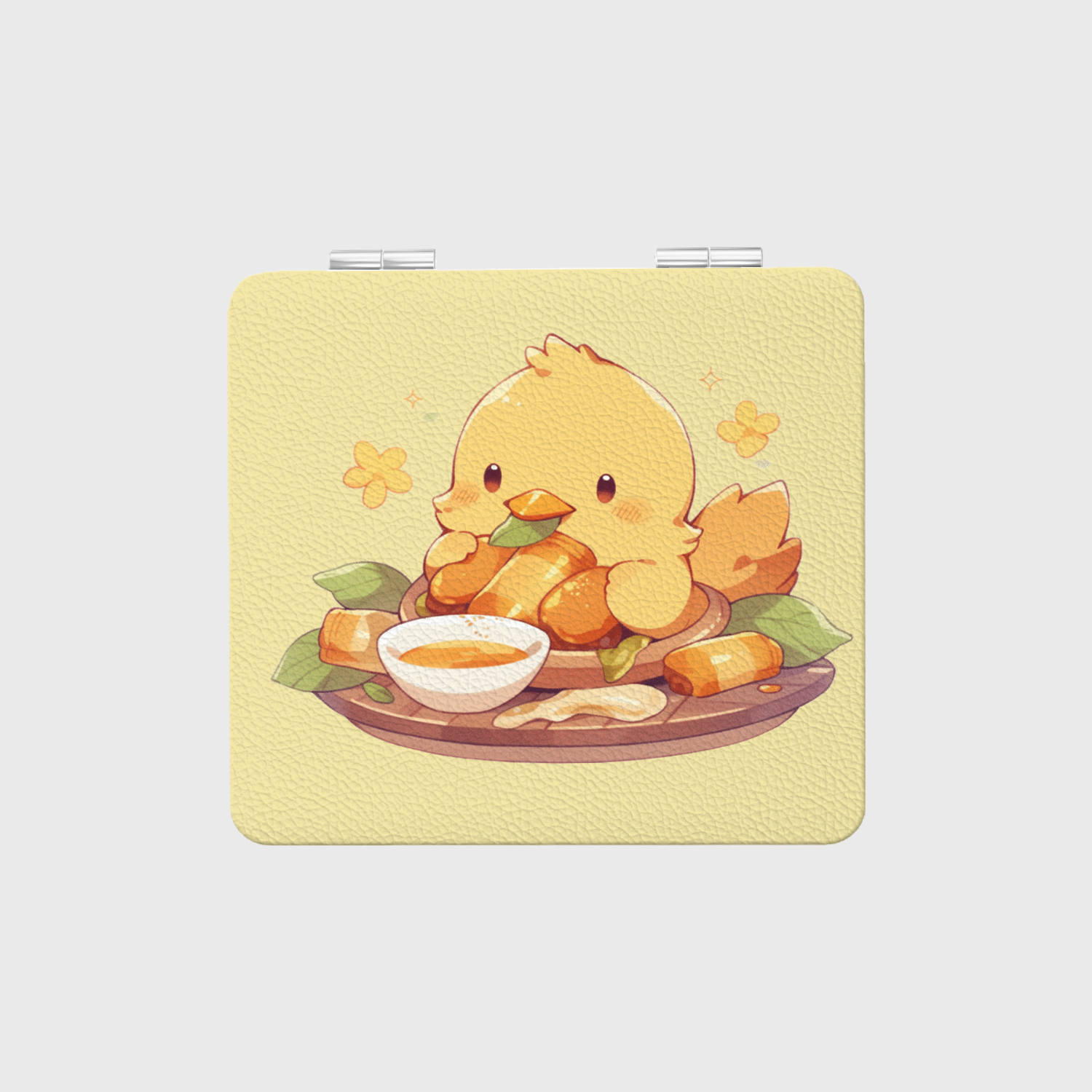 Cute Yellow Chick Square Pocket Makeup Mirror for Women, Teens, Birthday & Thoughtful Gifting