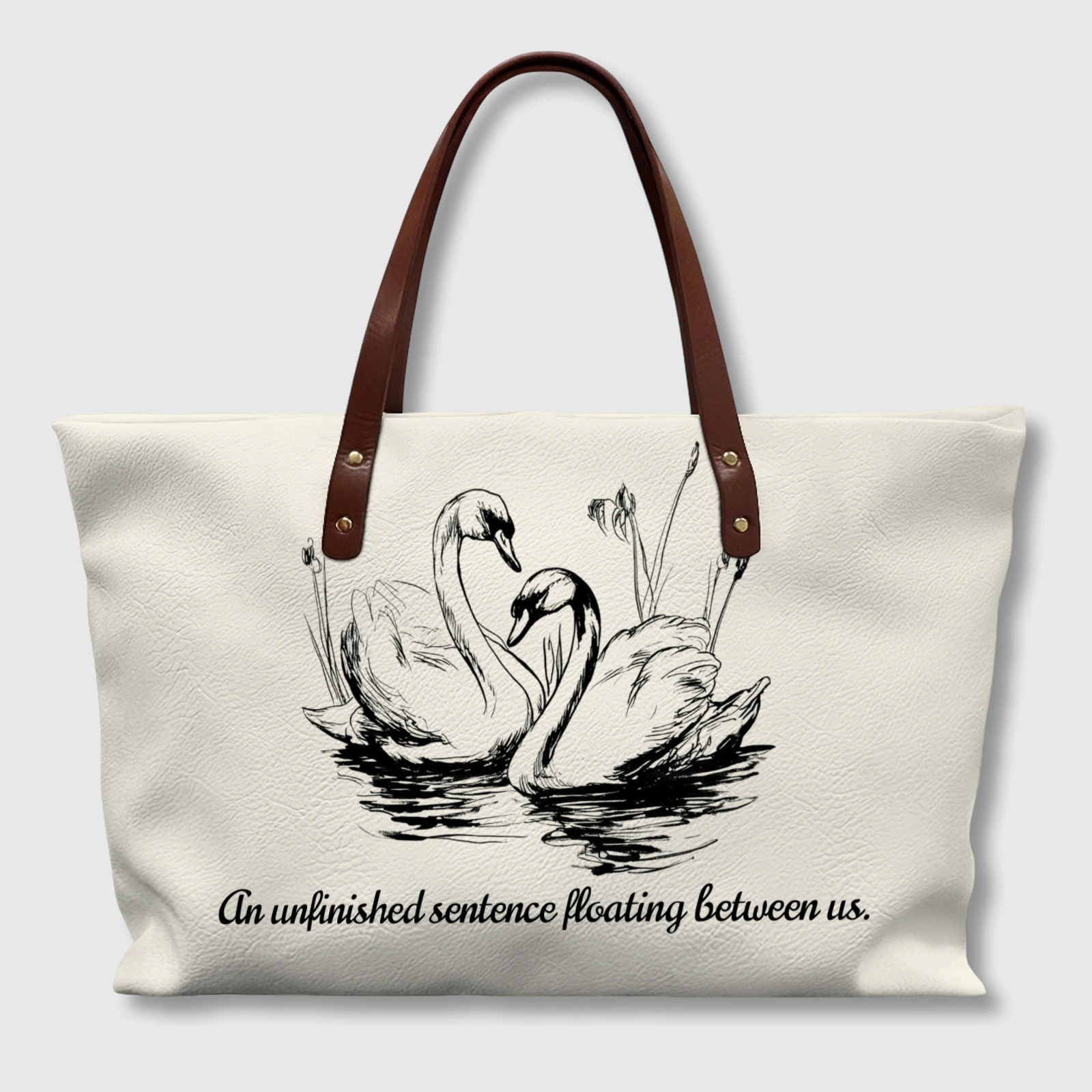 Romantic Swan Print Tote Bag for Couples Anniversary Gift