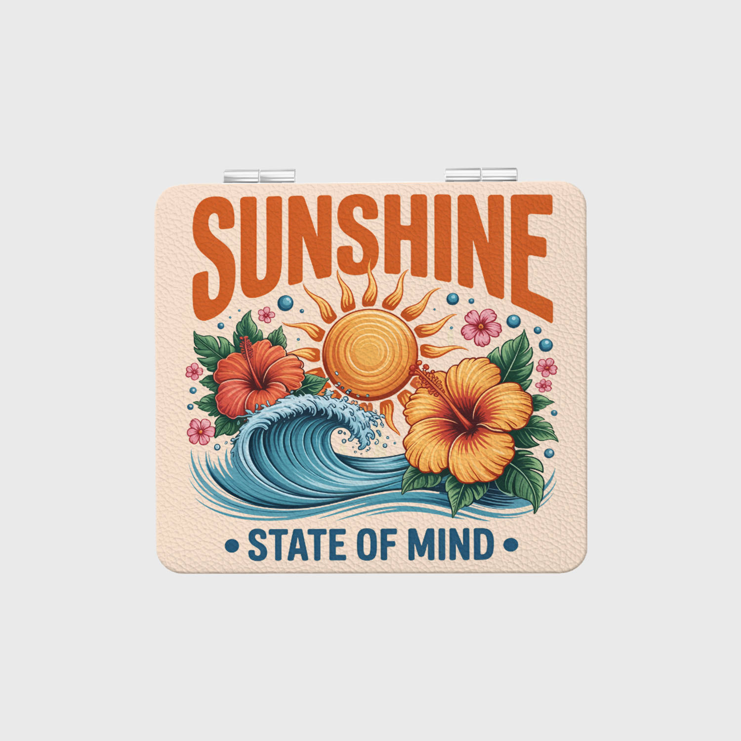 Sunshine State of Mind Square Pocket Makeup Mirror, Perfect Gift for Beach Lovers & Birthdays