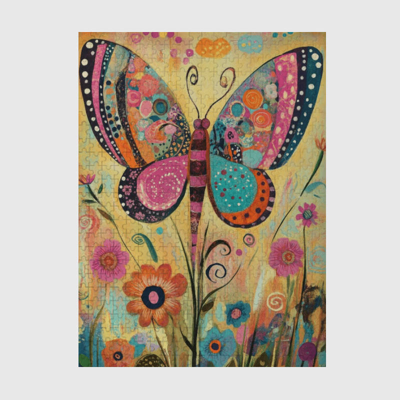 Boho Floral Butterfly 500pc Puzzle for Art Lovers Gift