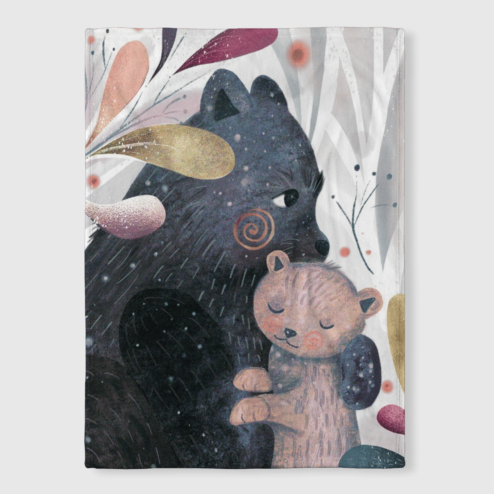 Mama & Baby Bear Cozy Fleece Blanket for Animal Lovers
