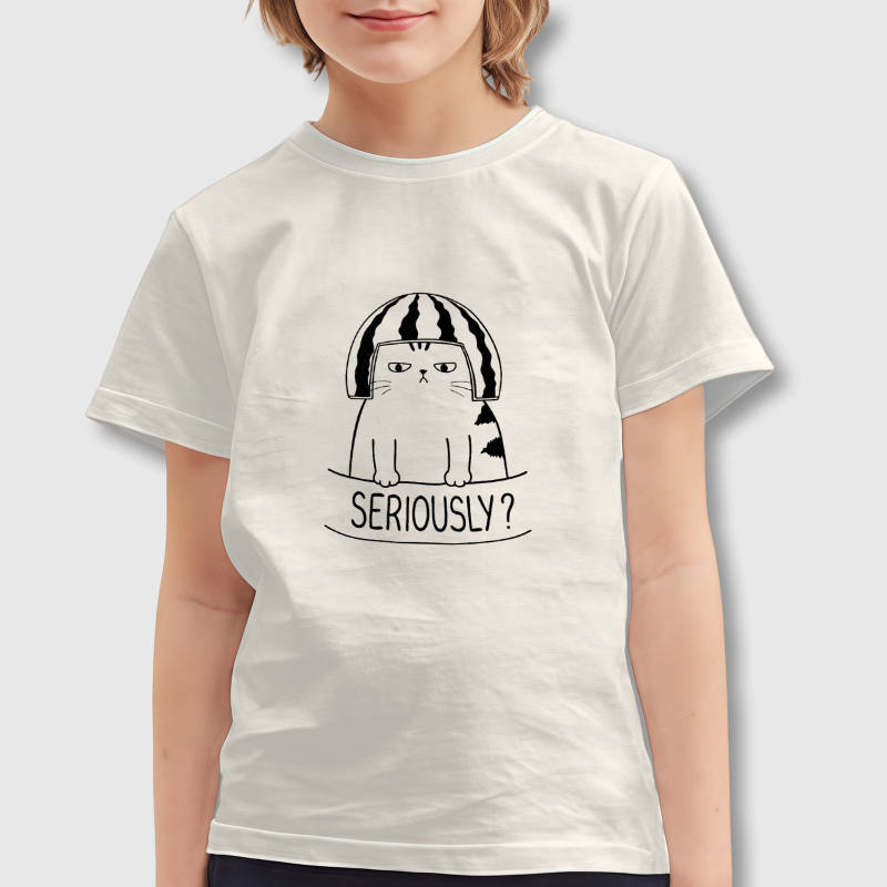 Grumpy Watermelon Cat Kids T-Shirt for Cat Lovers