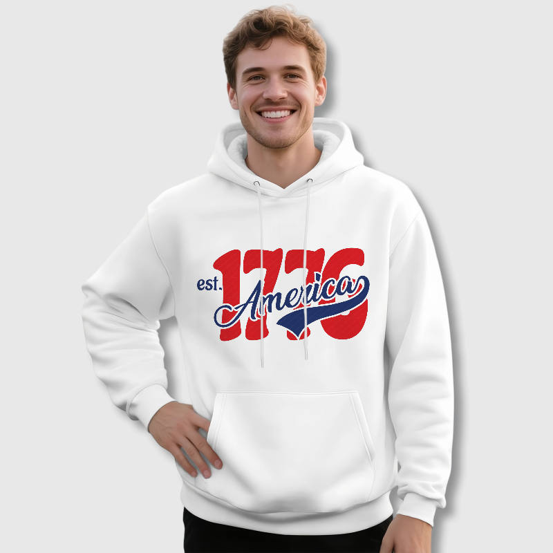 Patriotic 1776 America Pullover Hoodie for Men Casual Wear
