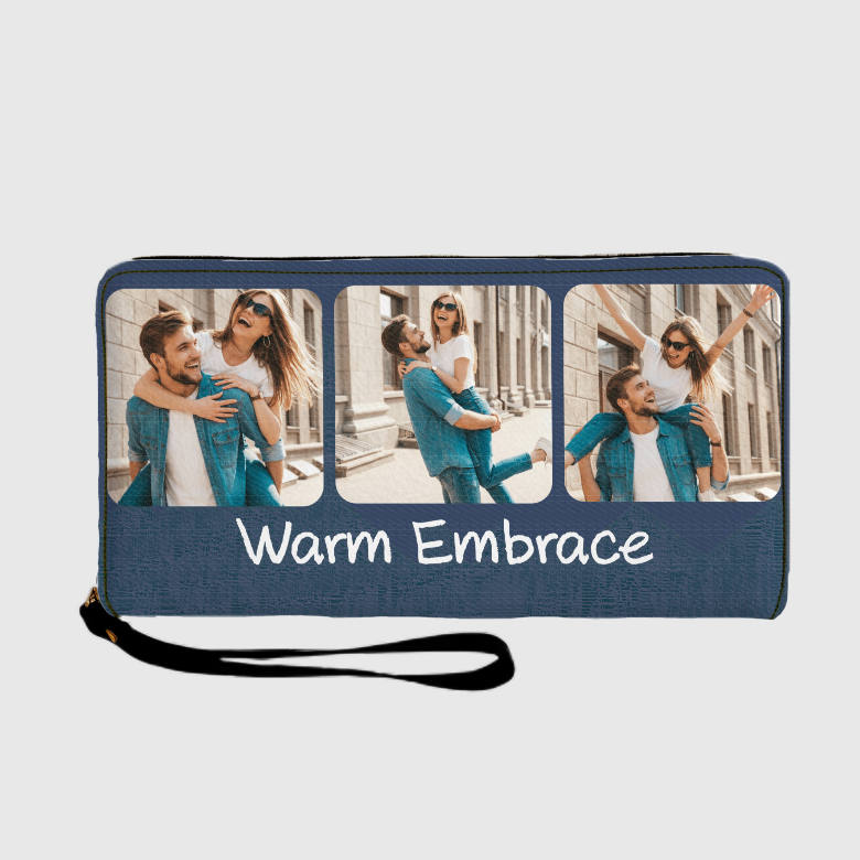 Custom Photo Long Zip Wallet for Couples Anniversary Gift
