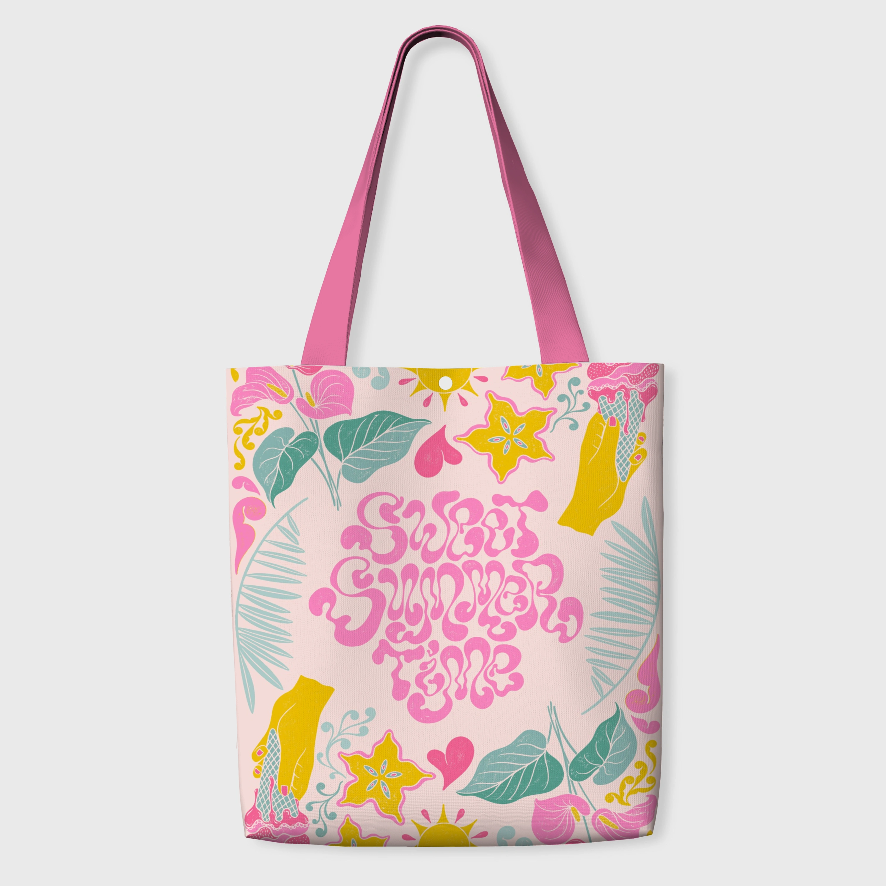 Sweet Summer Floral Canvas Tote Bag for Daily Use & Gifting