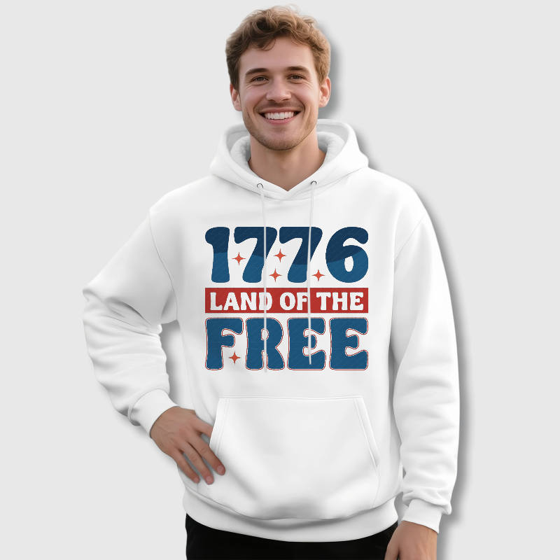 1776 Patriotic Pullover Hoodie for Men 4th of July Gift