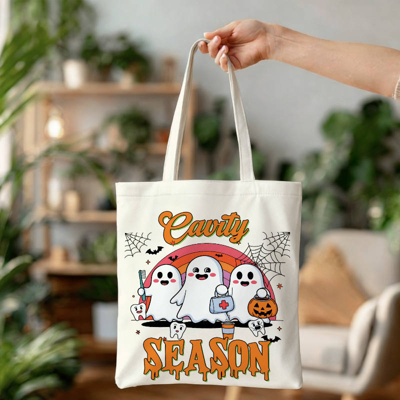 Cavity Season Ghost Tote Bag for Dentists Halloween Gift