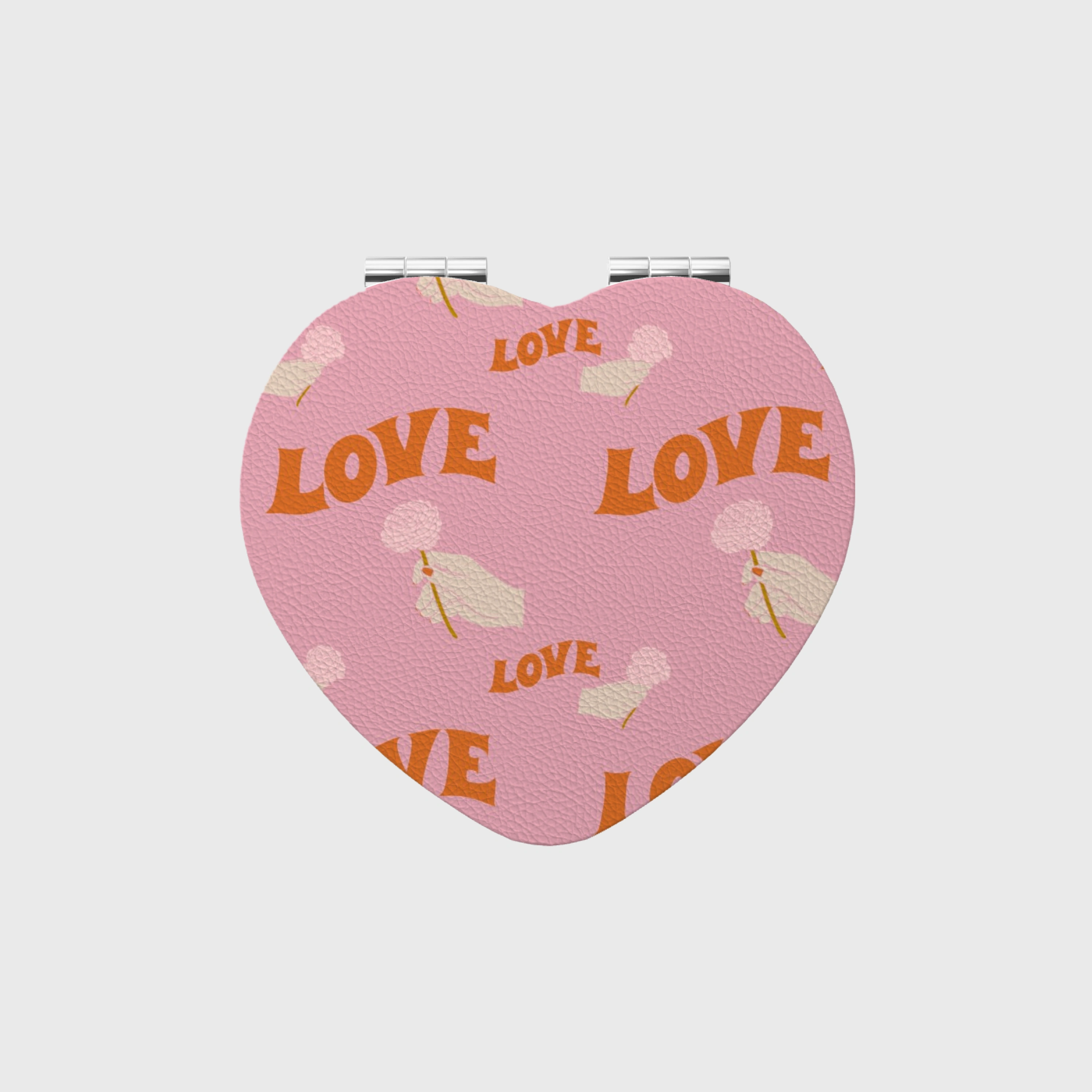 Heart Shaped PU Compact Mirror - Portable Makeup Gift for Her
