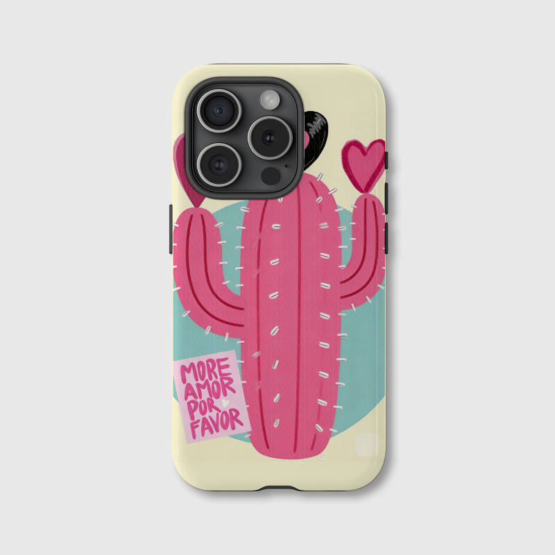 Custom 'More Amor Por Favor' Heart Cactus Magnetic Phone Case | Personalized Gift