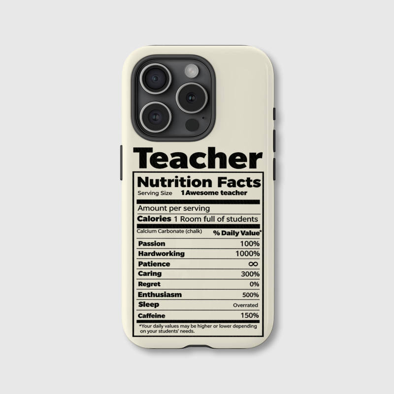 Funny Teacher Nutrition Facts Phone Case | Perfect Teacher Appreciation & End of Year Gift
