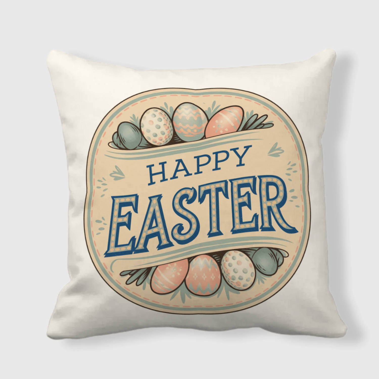 Vintage Happy Easter Throw Pillow for Easter Home Decor