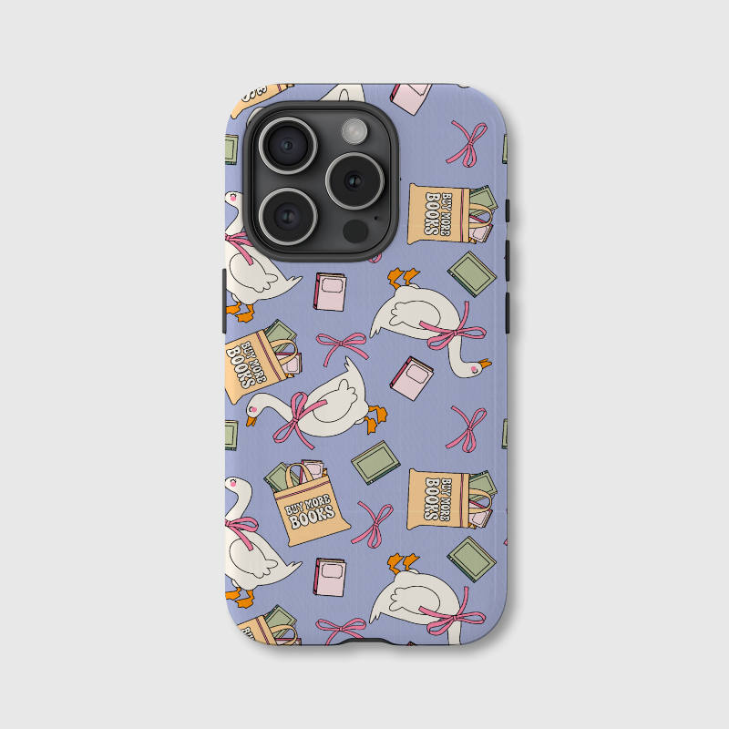 Cute Goose Book Themed Magnetic Phone Case for Bookworm Birthday & Holiday Gifting