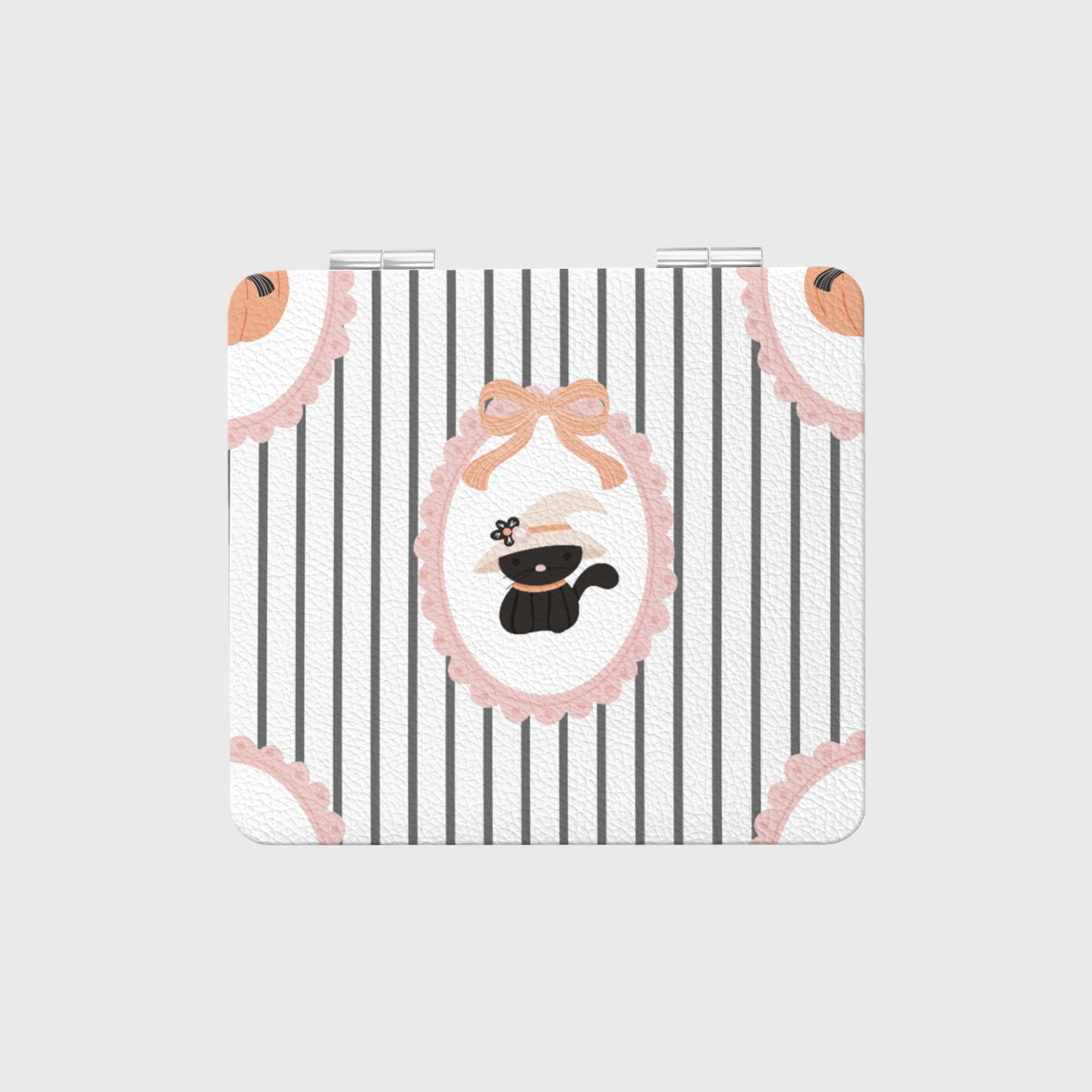 Cute Witch Cat Square Pocket Makeup Mirror for Halloween Gifts & Everyday Makeup Use