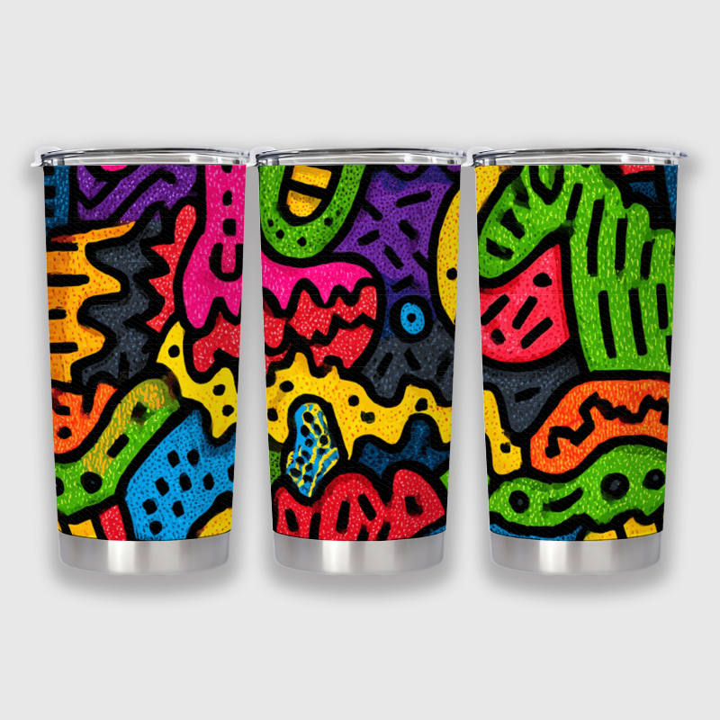 Colorful Doodle Graffiti Insulated Tumbler for Art Fans Birthday Gift