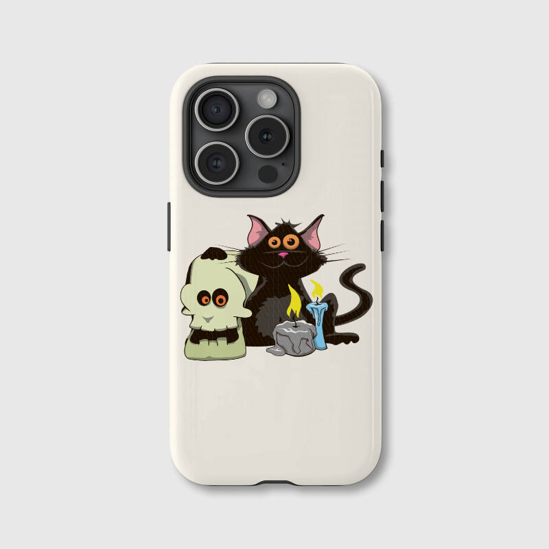Halloween Black Cat Skull Magnetic Phone Case Ideal for Spooky Season Gift Giving