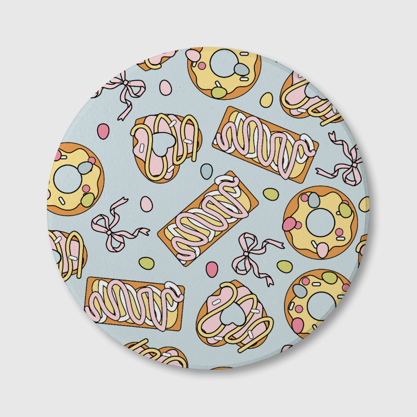 Cute Donut & Bow Ceramic Coaster for Valentine's Gift
