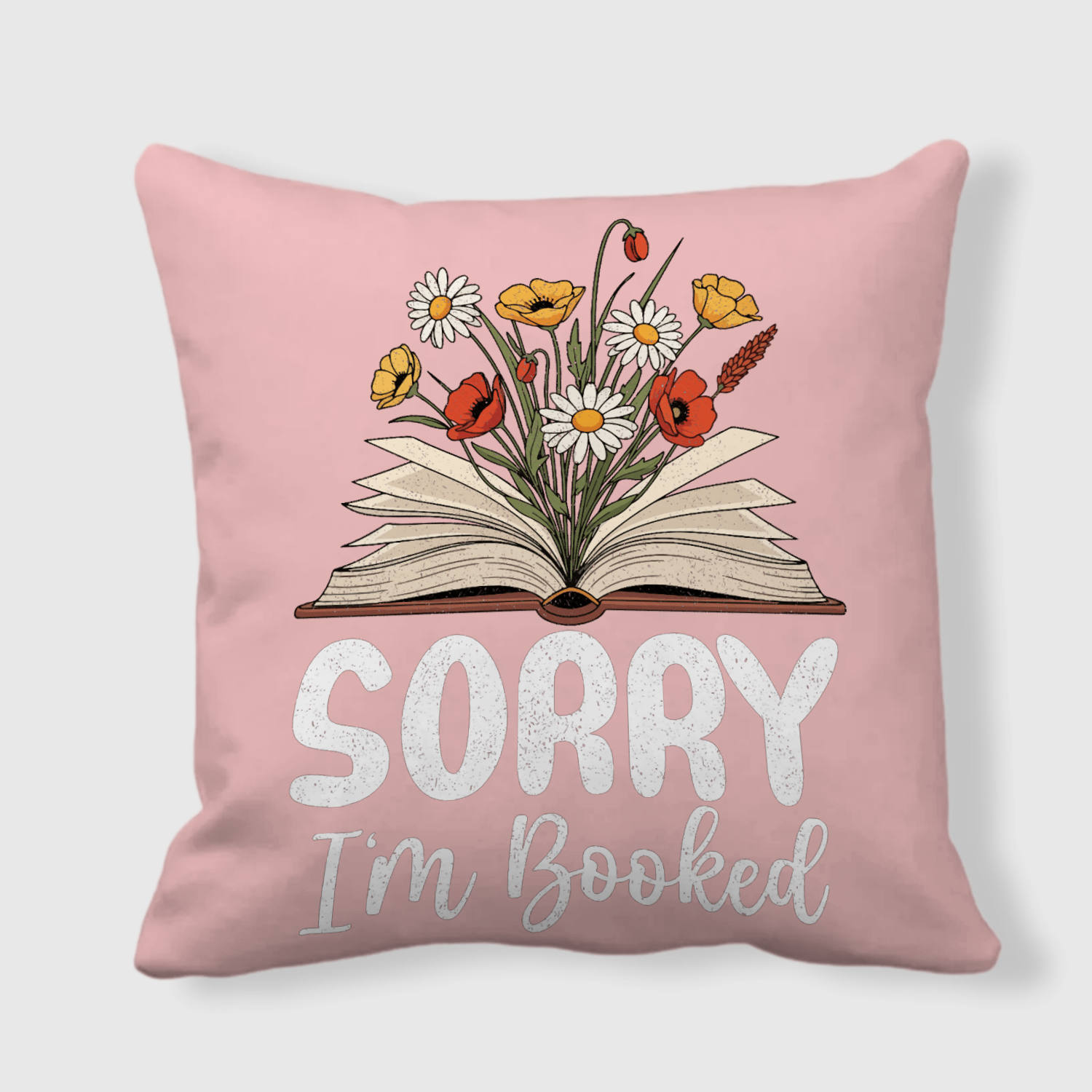 Floral Book Quote Throw Pillow for Book Lovers Gift